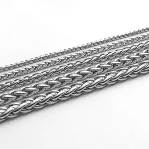 2.5mm-8mm Stainless steel wheat silver chain necklaces for men and women