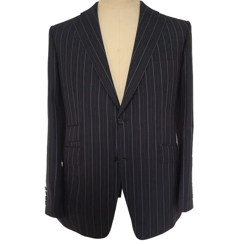Fashionable and elegant business vertical stripes senior fabric suits 2-piece pants suit for men