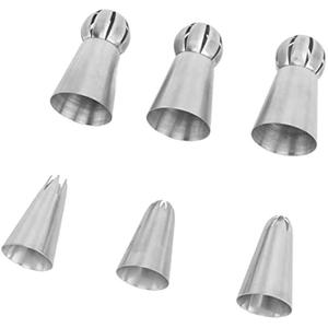 6-Piece Stainless Steel Piping Tip Set Russian Spherical Cake Decorating Tool Reusable Butter Piping Tips Baking Supplies - Product Image 4