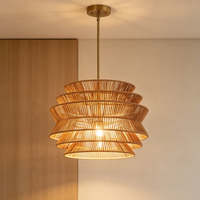 Lampe suspendue en corde de chanvre de haute qualité, avec tige réglable en fer doré, luminaire suspendu avec base E26