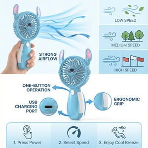 Factory Wholesale 2026 Summer New Cute Animal Small <b>Fan</b> Power Source Gift Cartoon Pet <b>Mini</b> <b>Usb</b> Charging Handheld Sl6605s - Product Image 2