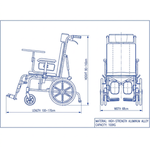 Fauteuil roulant léger et pliable en alliage d'aluminium, inclinable, avec dossier haut et appui-tête, pour enfants atteints de paralysie cérébrale - Product Image 6