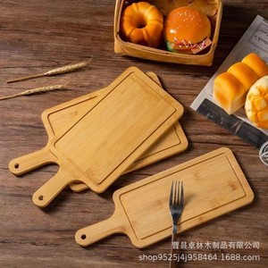 Bamboo pizza <b>tray</b>, wooden <b>tray</b>, steak sushi baking <b>tray</b>, round 9-inch household tableware, fried chicken wooden board - Product Image 4