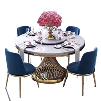 Ensemble de table à manger en cuir et pieds métalliques, style européen et moderne, de luxe