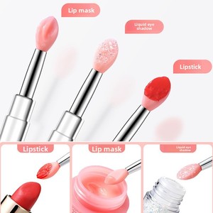 Mini Silicone Lip Brush Transparent <b>Rod</b> <b>Plastic</b> Handle with Lid Portable Lip Gloss Applicator - Product Image 3
