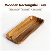 Plateau de service rectangulaire en bois d'acacia naturel, vente en gros d'usine, plateau de rangement alimentaire en bois