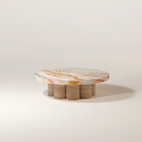 Perfekter Marmor Großhandel Hochwertige Steinmöbel Luxuriöses Marmor-Couchtisch-Set für Wohnzimmer Rundes Design