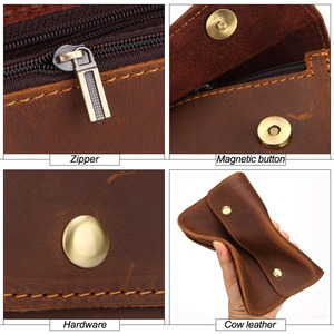 Sac banane pour homme en cuir de vache véritable, petit sacoche de téléphone en cuir Crazy Horse, sacoche de ceinture rétro pour affaires, fabriqué à l'usine d'Andong - Product Image 5