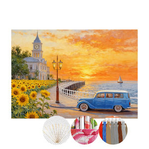 <span class=keywords><strong>Kit</strong></span> de Bordado à Mão para Iniciantes com Padrão de Flores da Costa do Pôr do Sol DIY Kits de Ponto Cruz - Product Image 1