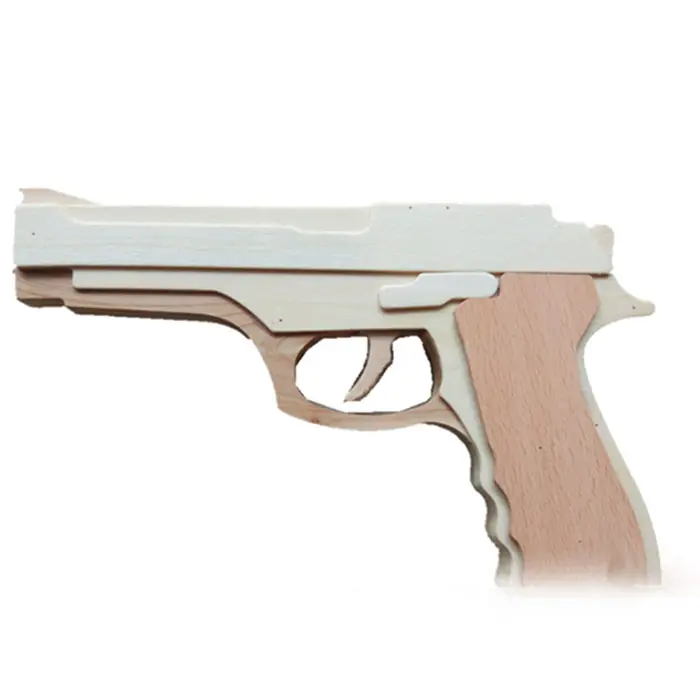 Pistola de borracha para jogos, pistola de brinquedo ao ar livre, modelo de arma de madeira, brinquedo para crianças