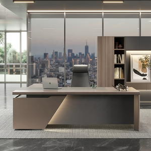 Bureau de direction moderne, ergonomique et durable, ensemble complet, serrure à code, bordure en alliage d'aluminium, gestion dédiée des câbles, PDG - Product Image 3