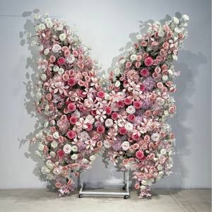 Décorations florales cascade, accessoires de mariage, arrangements floraux pour salle de banquet d'hôtel, arche lunaire, papillons en fer forgé - Product Image 1