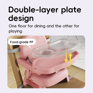 Asiento Elevador Plegable para Bebés y Niños Pequeños, Color Rosa, con Bandeja Extraíble y Cinturón de Seguridad, Silla de Viaje para Bebés con Toldo Parasol - Product Image 3