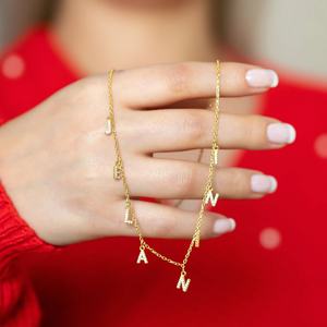 스테인레스 스틸 14K 금도금 마이크로 상감 지르콘 편지 개인 이름 목걸이 DIY 맞춤형 이름 목걸이 Dropshipping - Product Image 4