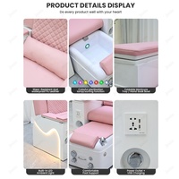 Fauteuil de pédicure rose moderne, mobilier de salon de luxe, fauteuil de spa pour les pieds pour salon de beauté avec accessoires de massage pour pédicure