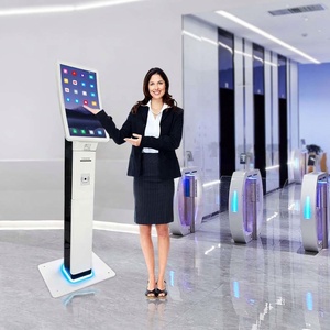 New Floor Standing 23.6/32 Inch Curved Flexible Screen Card Reader Qr Barcode <b>Scanner</b> Self Service Trade Show Internet Kiosk - Product Image 1