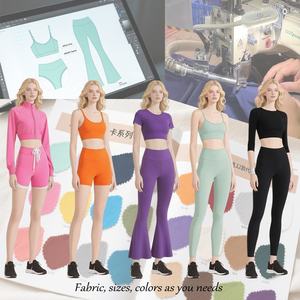 Ensemble veste de yoga haute élastique et leggings taille haute personnalisés de diverses couleurs vêtements de sport vêtements de fitness - Product Image 1