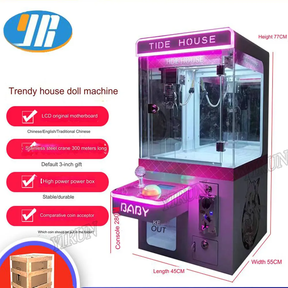 Hersteller Direktverkauf Mini-Desktop-Münzbetriebener Spielzeug-Automat günstiger Klauenkraniespiegel Arcade mit Münzdruckfunktion