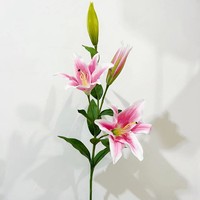 Künstliche Blumen 4-Köpfige Kabu-Lilie Dekorative Blume Wohnzimmer Tischdekoration Büro Verschönerung