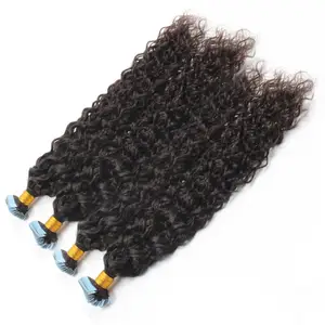 2024 популярная натуральная черная лента из натуральных девственных вьетнамских натуральных волос, лента для наращивания, вьющиеся волосы