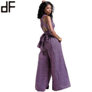 Jumpsuits Largos de Verano para Mujer, Talla Grande, Estampado Digital Africano, con Cinturón, Transpirables, de Poliéster, para la Región del Pacífico, Venta al Por Mayor - Product Image 4