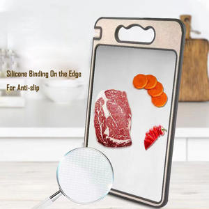 Tabla de cortar PP de paja de trigo y acero inoxidable, tabla de cortar de doble cara no tóxica para cocina con afilador de molinillo - Product Image 3