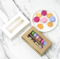 Boîte d'Emballage Chocolat Biscuit avec Fenêtre en Papier Kraft Blanc à Montage Automatique, Conteneur de Pâtisserie Monobloc, Boîte à Macarons