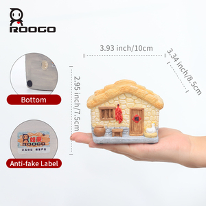 Maceta Decorativa de Resina con Diseño de Casa de Campo Estilo Roogo, Cabaña Tradicional China con Techo de Paja, Pequeña Casa de <span class=keywords><strong>Madera</strong></span> para Plantas de Escritorio - Product Image 2