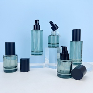 Special Green Transparent Hair Oil Pure Liquid Serum Glass Dropper Bottle with Black Collar and Rubber Head for Skincare - Product Image 1