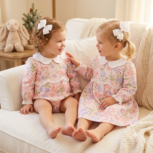 Abiti per Bambine all'Ingrosso, Vestiti per Neonati con Colletto Smerlato, Tutina a Bolle in Pizzo, Vestito Invernale per Bambine - Product Image 4