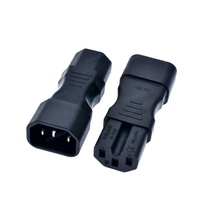 IEC 320 C14 ke C15 10A Adaptor Daya Steker Listrik PVC 3 Kutub Laki-laki ke Perempuan Konverter AC Lurus untuk PDU/UPS Server