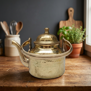 <b>Vintage</b> Brass Tea <b>Kettle</b> With Lid And Handle Water Pot Metal <b>Kettle</b> - Product Image 2