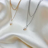 eManco - Juego de Collar y Pendientes de Perlas de Agua Dulce de la Serie Alien, de Acero Inoxidable Ligero, Estilo Elegante y de Lujo, Esencial para Citas