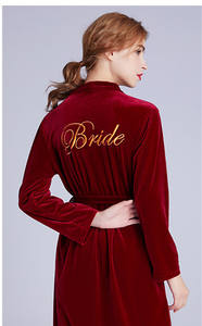 Logo personalizzato abito per la sposa <span class=keywords><strong>e</strong></span> damigella d'onore del partito delle donne kimono morbido velluto <span class=keywords><strong>camicia</strong></span> <span class=keywords><strong>da</strong></span> <span class=keywords><strong>notte</strong></span> - Product Image 3