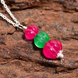 Collar con colgante de tres piedras, forma de bola verde y rosa, cadena de plata de ley, joyería de regalo para mujer - Product Image 3