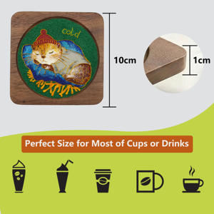 Festival cadeau: Cloisonné grondhond onderzetters op walnoot, set van 4 - Product Image 2