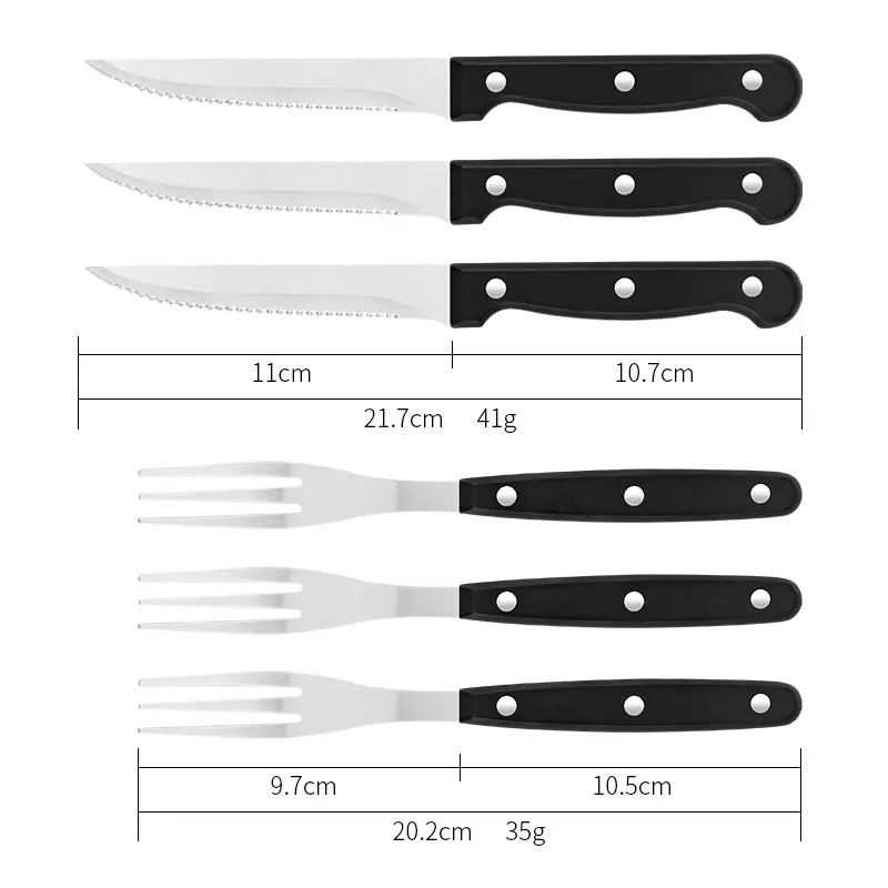 기본 주방 비 스틱 그림 스테인레스 스틸 스테이크 나이프와 포크 세트