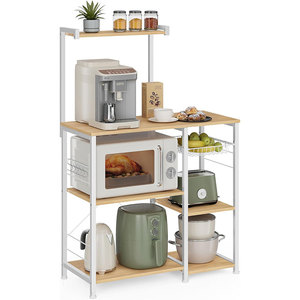 Étagère de rangement de cuisine, armoire îlot Cana, étagère de rangement domestique avec panier en fil métallique, structure en acier + plateau - Product Image 1
