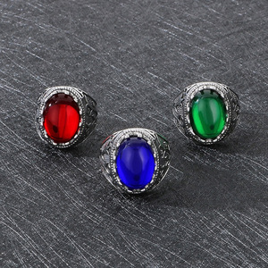 Anillos de Sello de Acero Inoxidable Plateados y Dorados para Hombre, Joyería Vintage de Hip Hop con Piedras Preciosas, Resistentes al Agua y al Deslustre, Venta al por Mayor - Product Image 4