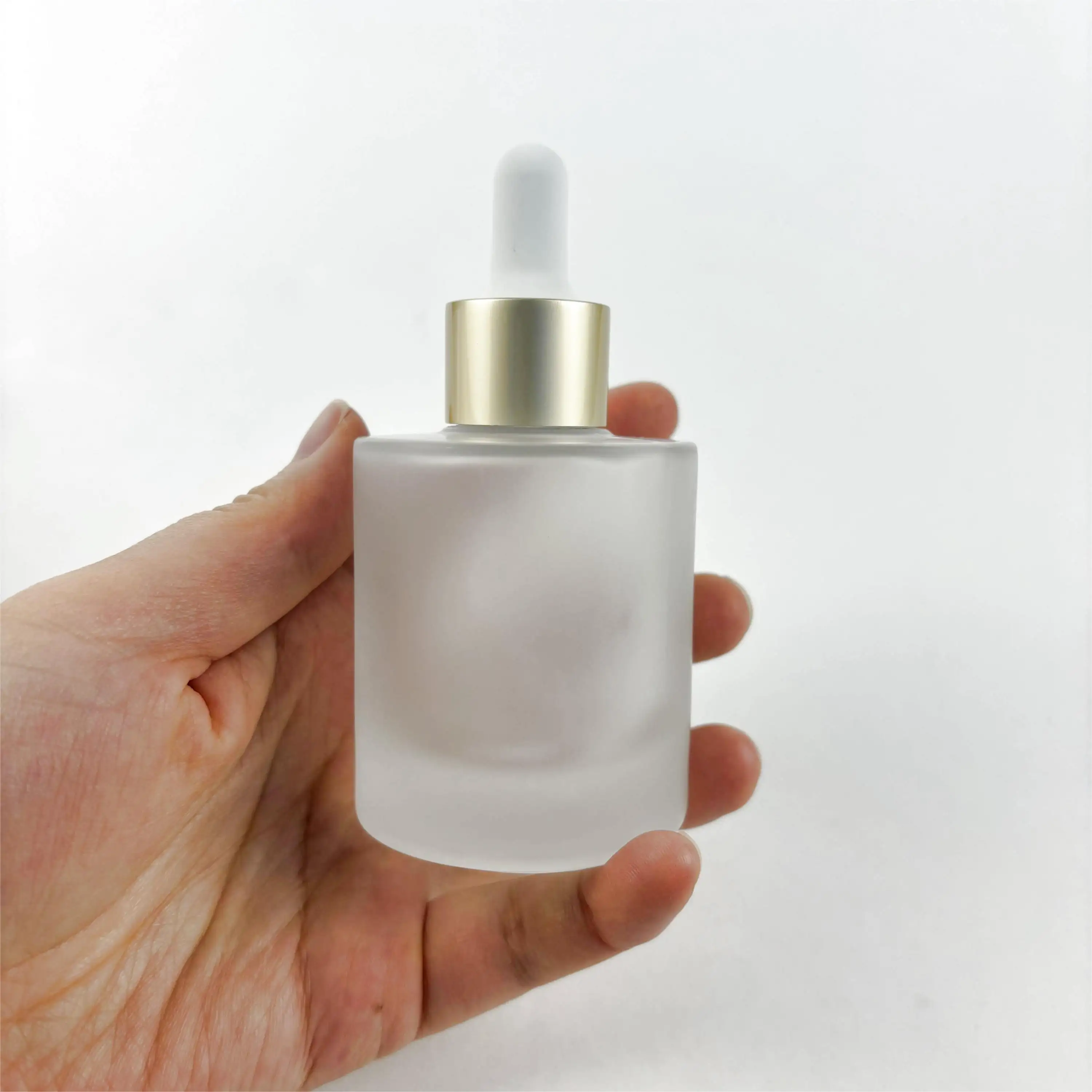 Groothandel 50Ml Dikke Bodem Heldere Matglazen Druppelaar Etherische Olie Serum Essence Vloeibare Fles Met Aluminium Druppelaar