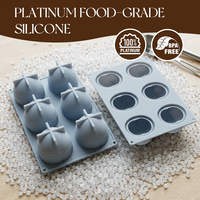 SILIKOLOVE Moule à gâteau en silicone de qualité alimentaire sans BPA, antiadhésif, platine, LFGB, 6 cavités, forme pêche, personnalisé