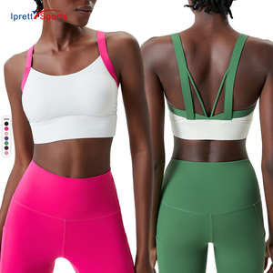 Due pezzi 4 modi elasticizzati set di abbigliamento <span class=keywords><strong>sportivo</strong></span> da donna <span class=keywords><strong>reggiseno</strong></span> <span class=keywords><strong>sportivo</strong></span> <span class=keywords><strong>con</strong></span> imbottiture fisse e tasche a vita alta per Fitness pantaloni da palestra - Product Image 1