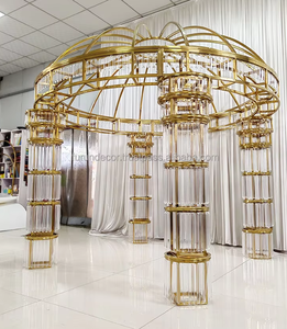 Marco de fondo de arco de boda de metal dorado personalizado, nuevo diseño para decoraciones de fiestas y eventos, arco de bienvenida Chuppah - Product Image 3