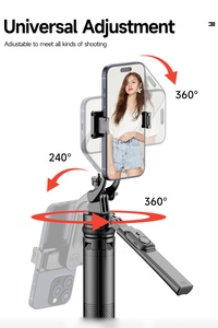 Perche à <span class=keywords><strong>selfie</strong></span> pliable et portable de 1,8 mètre avec trépied sans fil Bluetooth pour téléphone et caméra, idéale pour le suivi du visage - Product Image 4