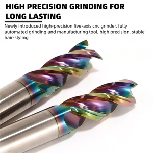 Fraise à trois dents en acier allié pour aluminium, 65 degrés, haute brillance, pour centre d'usinage CNC, <span class=keywords><strong>MOTEK</strong></span> HRC65, fraise plate à 3 cannelures haute performance - Product Image 3