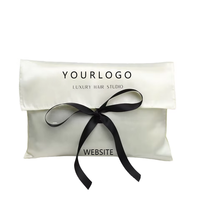 Pochette en satin noir personnalisée avec logo sérigraphié, marque Jiaxinda, pour emballage cadeau de vêtements, extensions capillaires et perruques – Fabrication OEM