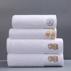 Fournitures hôtelières, serviettes de bain, serviettes de toilette, vente en gros, logo personnalisé, linge de salle de bain, 100% coton, serviettes d'hôtel 5 étoiles blanches, ensemble de serviettes d'hôtel - Product Image 1