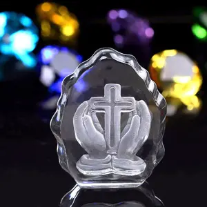 Atacado 3d laser esculpir crosses foto cristal islâmico musgo religioso lembranças de casamento