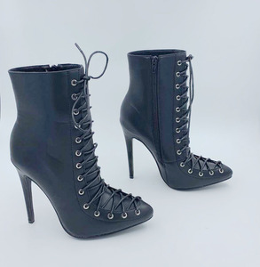 JB018 DELL'UNITÀ di elaborazione in pelle nera <span class=keywords><strong>tacco</strong></span> <span class=keywords><strong>alto</strong></span> <span class=keywords><strong>stivali</strong></span> della caviglia delle donne - Product Image 2