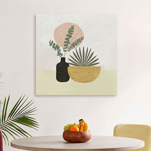 Modern Minimalist <b>Canvas</b> Art Print Square <b>Abstract</b> Plant Design For Living Room Or Bedroom Decor - Product Image 2
